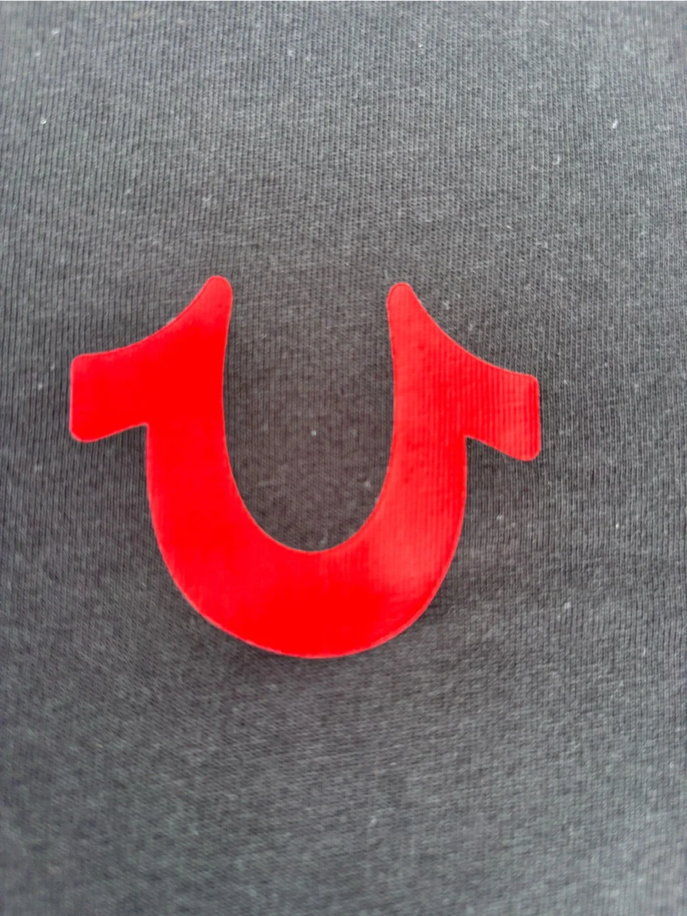 True Religion Black Short Sleeve Tee with Red Horseshoe Logo